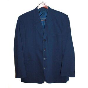 Vintage Thairs Sport Coat Blazer Men's Size 44R Navy Blue 100% Virgin Wool